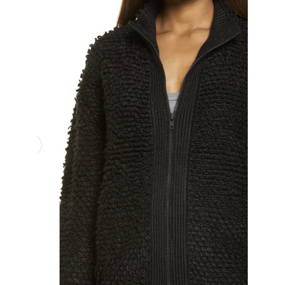 Treasure & Bond Womens Black Loop Yarn Front Full Zip Long Sleeve M A003549 - Picture 3 of 9